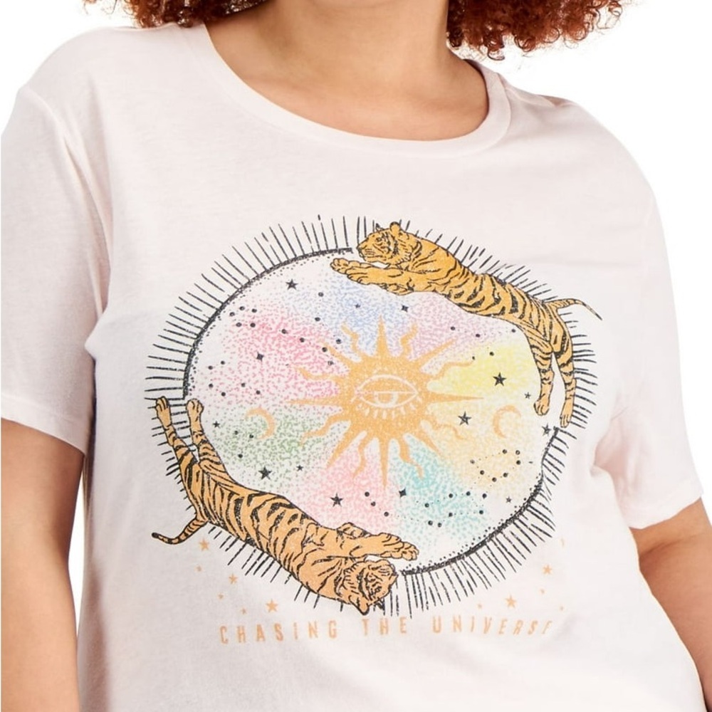 Love Tribe Womens Trendy Plus Size Tiger Celestial-Graphic T-Shirt Size 4X NEW